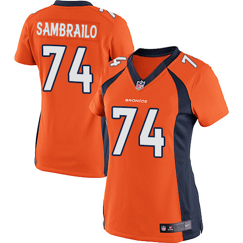 Women's Elite Ty Sambrailo Nike Jersey Orange Home - #74 NFL Denver Broncos